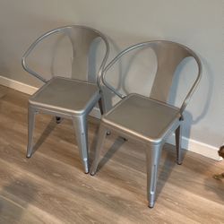 4 Silver Tabouret Stacking Chairs