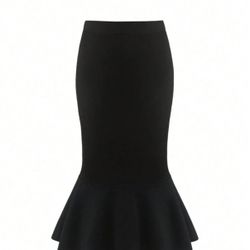 Celure Plus Solid Mermaid Hem Skirt  Size 2XL