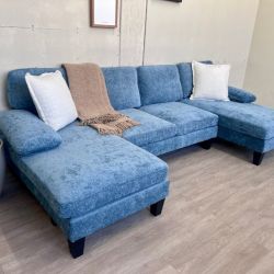 WE DELIVER! 🚚 - Modern Blue U Sectional Couch with Dual Chaises