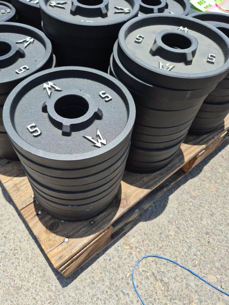 Custom 5lb and 2.5lb Deep Dish Iron Barbell Weights