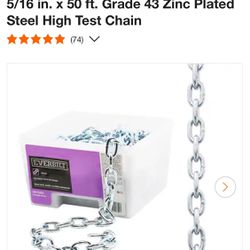 Grade 43 High Test Chain 3900 Lbs Working Load 5/16 In X 50 Ft 