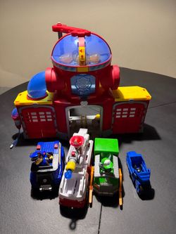Paw Patrol - Fire Rescue Fire Station - Marcus Car Figure - Sound & Light Effects - Kids Toy - Ages 3+ And other figures