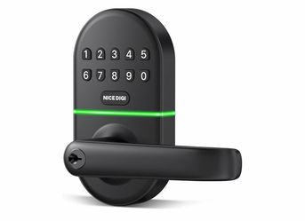 NICE DIGI Keypad Door Lock with Handle, Smart Keyless Entry with Code for Front Door No App or Wi-Fi, Easy DIY Install, with 20 Passcodes and 2 Keys, 