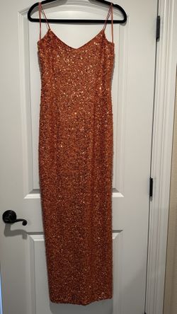 Orange, Long Sequin Dress
