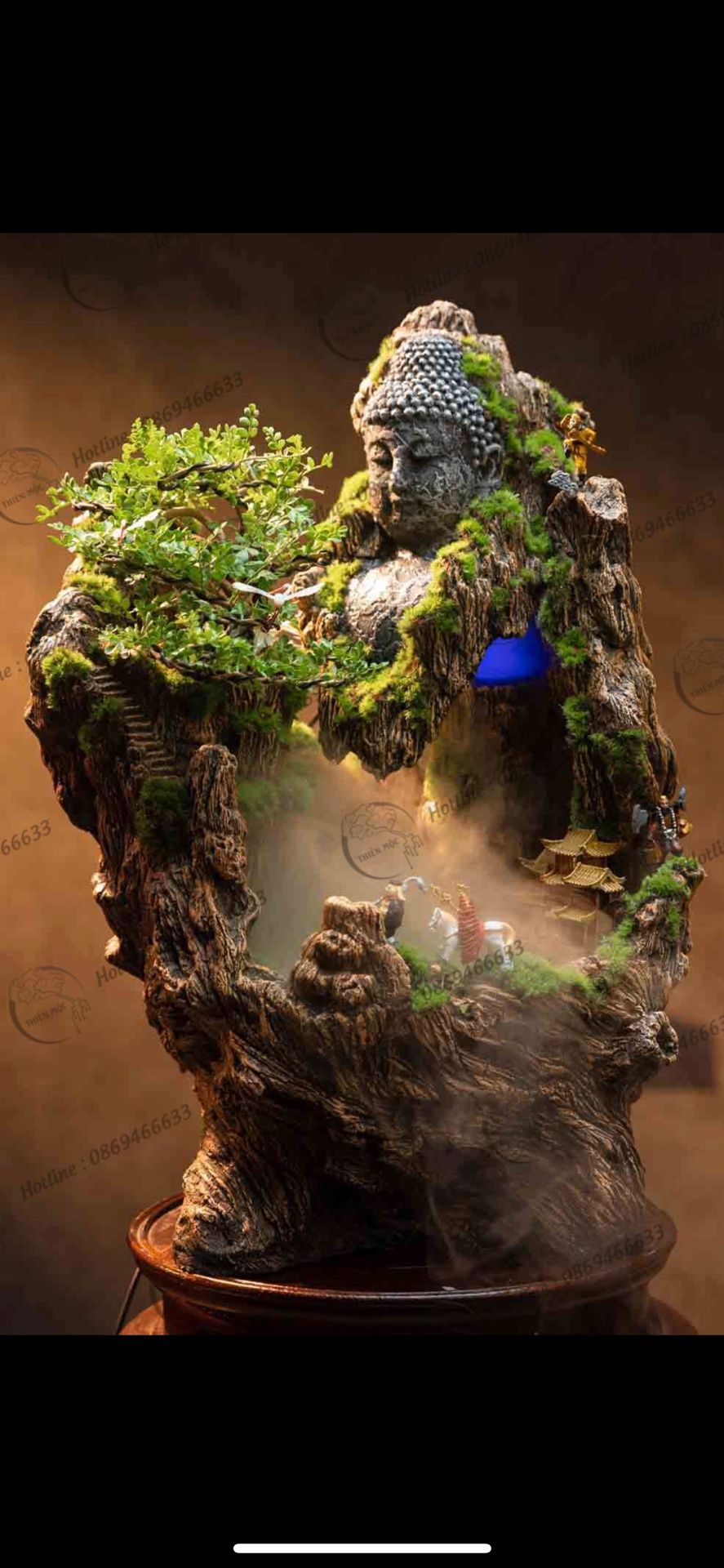 ZenScape Premium: The Buddha Mountain – Handcrafted Resin Waterfall Décor with LED & Mist