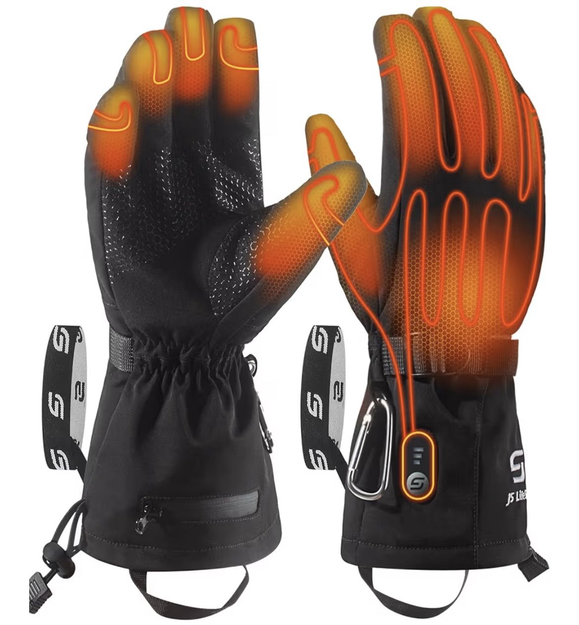 JS LifeStyle Heated Gloves, 7.4V 3000mAh Rechargeable Battery Wind Water Proof with Touch Screen (Small)