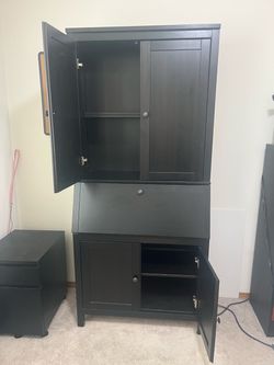 IKEA drop down desk with cabinet