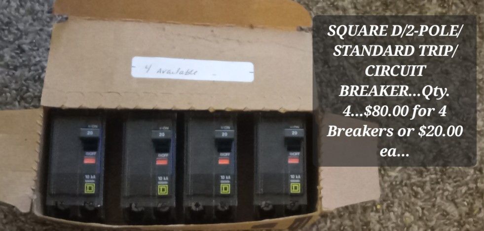 SQUARE D/20amp/2-Pole/Standard Trip/Circuit Breakers