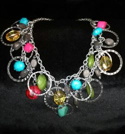 Multi colored silver necklace