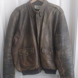 Vintage L.L. Bean Leather Bomber Jacket