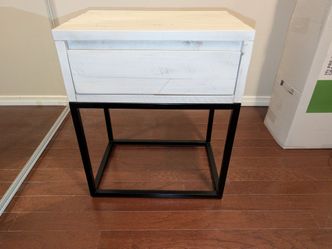Side Table with Black Metal Base – 1 Drawer