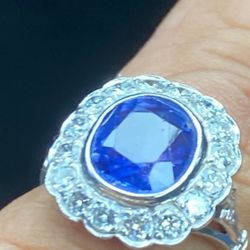Sapphire and Diamond Ring in Platinum 