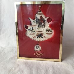 Vintage Lenox Winter Greetings Tea Set ornament NIB