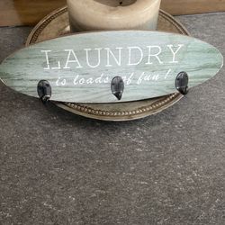 Laundry Room Sign With Hooks