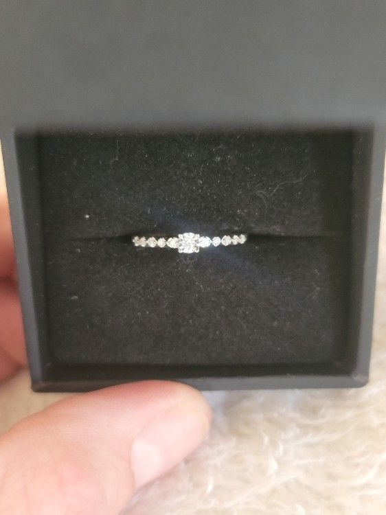 Diamond w/Silver Band Engagement Ring 