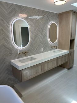 New Oval 24x40" LED Lighted Bathroom Mirror, Dimmable, 3 Color Changing, Anti-Fog