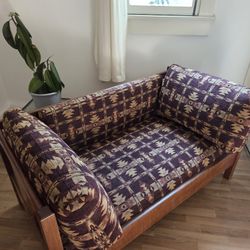 Custom Geometric Purple Craftsman Loveseat
