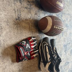 Youth Football Cleats/gloves/football