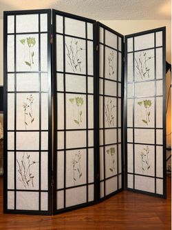 Floral black framed room divider