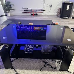 Glass Top Coffee Table – Black Frame