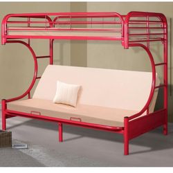 Kids Furniture Sale! Red Twin Futon Bunkbed Brand New In Box! $50 Down Takes It Home Today!