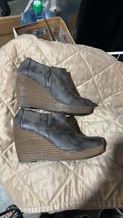 Dr Sholls brown platform wedge ankle boots/shoes