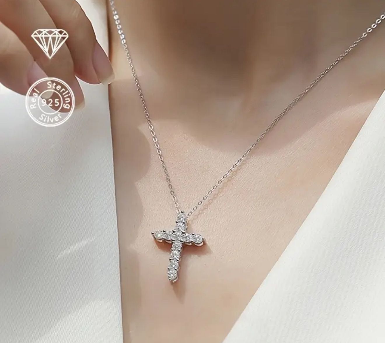 Cross Jesus Necklace Sterling Silver
