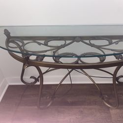 Vintage Semi-Circle Glass Table