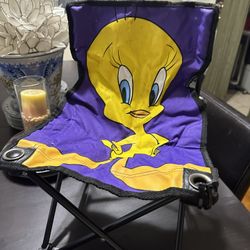 Vintage Tweety Bird Looney Tune Camping Kid Chair With Carrying Bag.