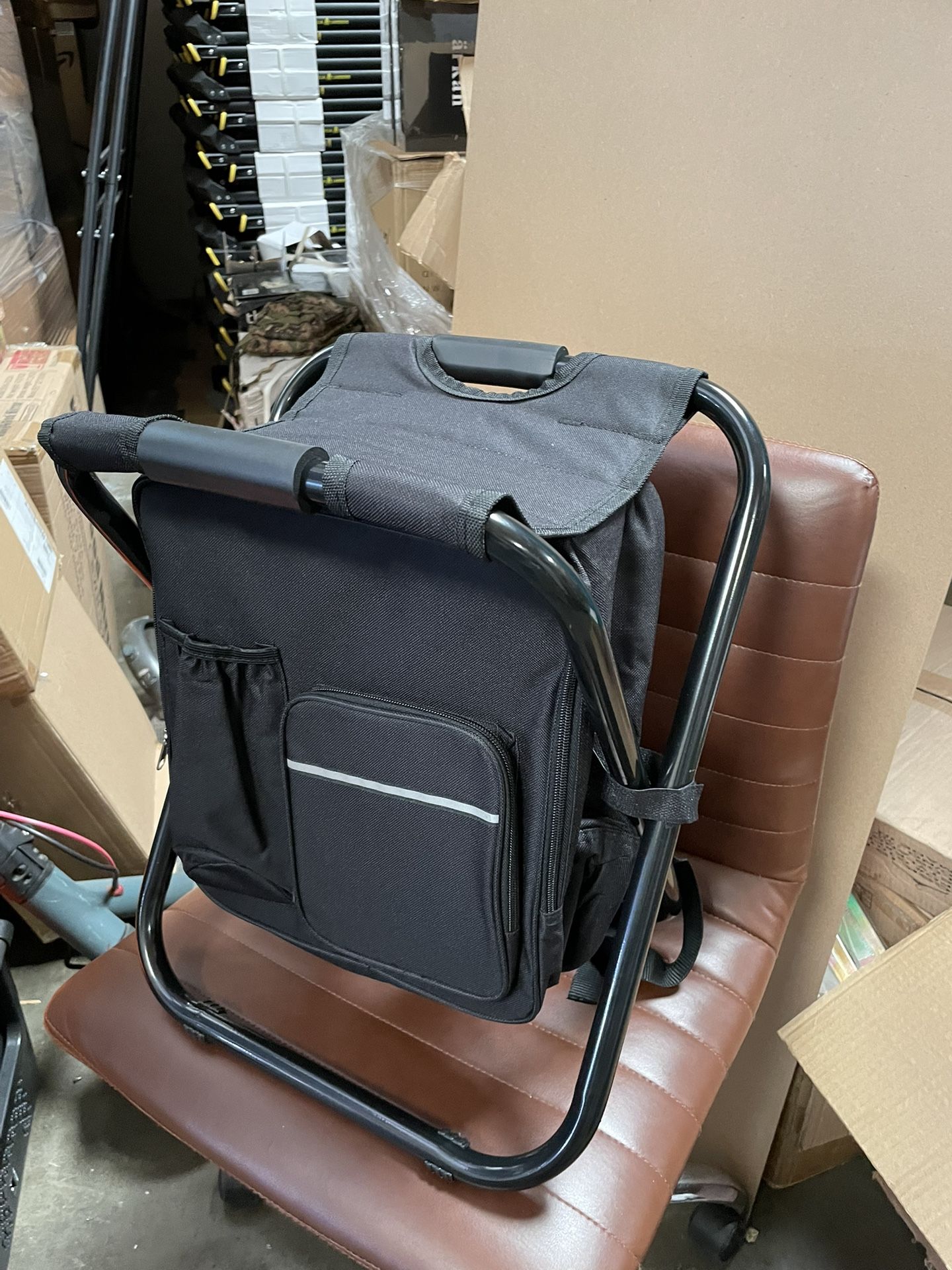 Insulated Backpack Cooler with Folding Stool Chair