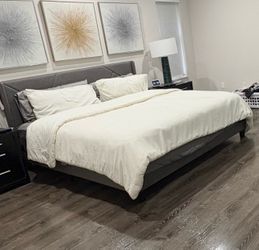 King Size Gray Bed Frame