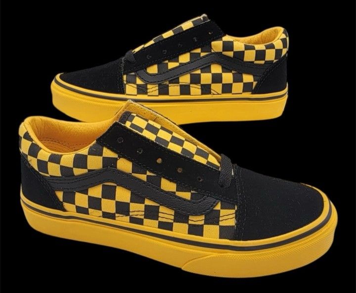 VANS Old Skool Mono/check, Yellow/black UNISEX Size 3.5 M Usa