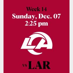 Cardinals vs Rams Sunday December 7th Section 126 Row 14 Seats 5 & 6