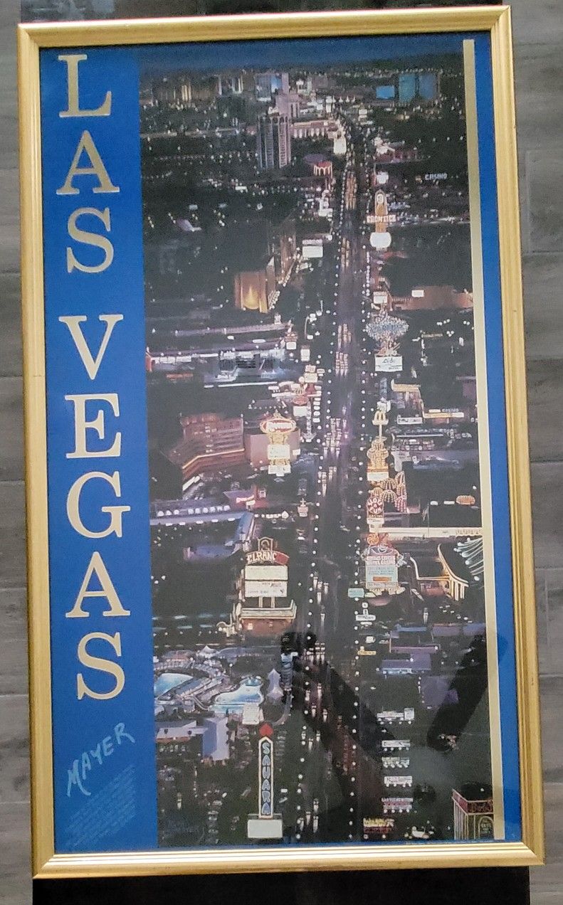 LAS VEGAS STRIP Litho Serigraph Circa 1986 Ruth Mayer - 96x40 on 4 Ply Rag Paper