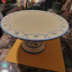 vintage large cake or cup cake platter hand painted 