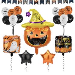 Pumpkin Halloween Party Decorations Foil Balloons Toy Kit, Halloween Party Decorations Supplies for Indoor, Outdoor, Garden, Yard, Halloween Decoratio