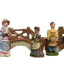 pewter miniature handpainted figures, horse, bridge