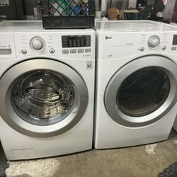 LG White Front Load Washer And Gas Dryer  27"W