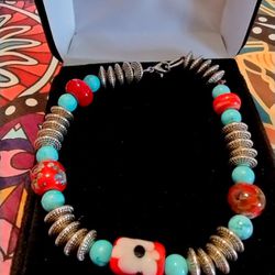 Handmade Bracelet with Handmade Lampwork Glass Beads