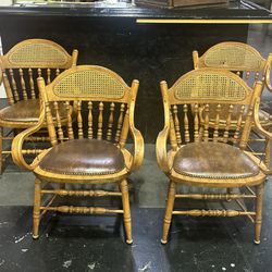 Set Of 4 Chairs - Wooden Base With Cushioned Seat