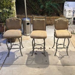 Set of 3 Metal Swivel Bar Stools – Outdoor/Indoor – Heavy Duty”