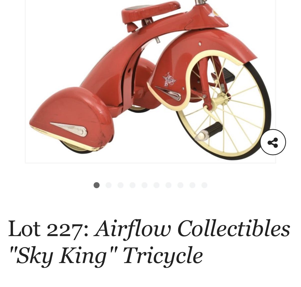 Lot 227: Airflow Collectibles "Sky King" Tricycle