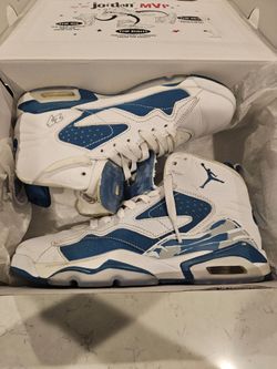 Air Jordan MVP White Blue Sneakers boys size  6 .5