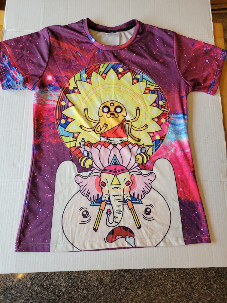 Adventure Time Tee Size Large Festival Style Galaxy Spandex