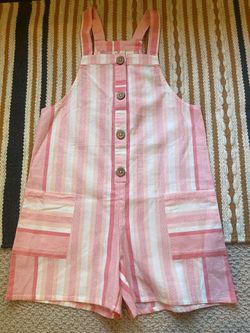 New Roxy Girls Striped Pink Coral Summer Beach Romper M