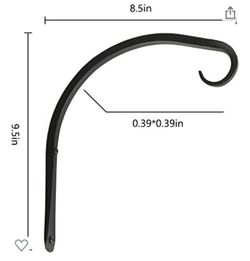 Arc Shaped Wall Hook Hanging Plant Basket Bird Feeder 16” Black NEW