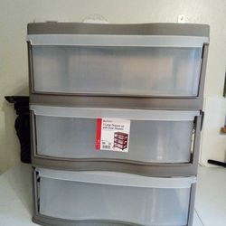 Large 3 Drawer Plastic Storage Dresser Bedroom Craft Table Sturdy Organizer