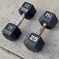Rubber Hex Dumbbells - 50 Lbs