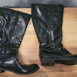 Black Knee High Boots, Size 8 1/2  (08)