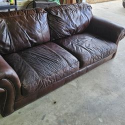 Leather Couch With Cherrywood Feet